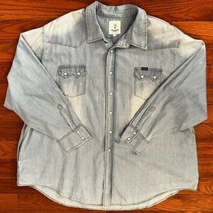 Dubgee by Whoopi Button Down Denim Snap Button Down Shirt NWT